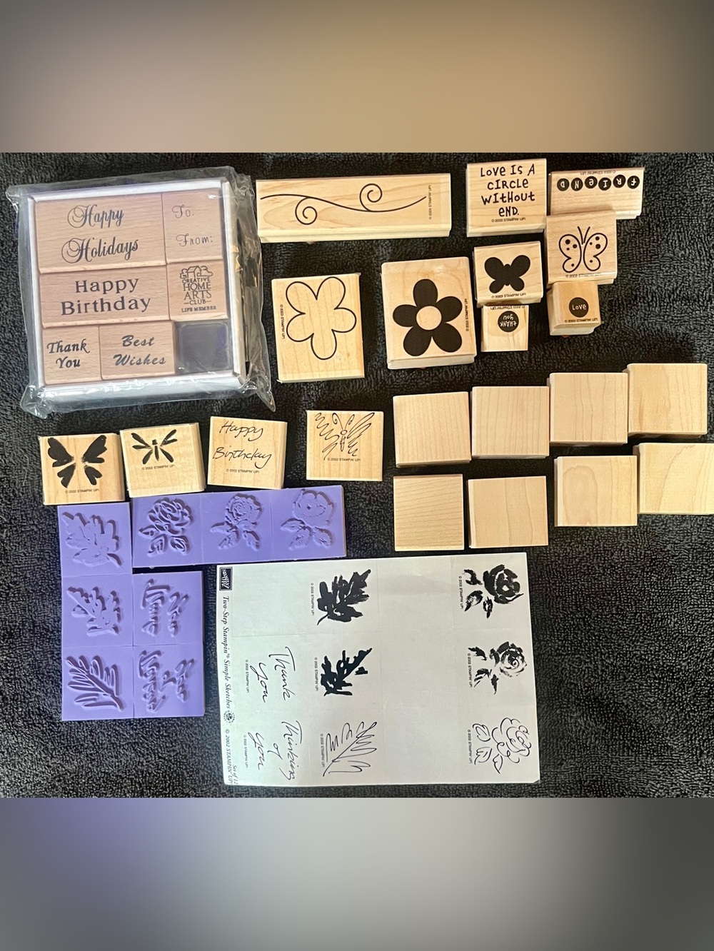 Collection of Wooden Rubber Stamps